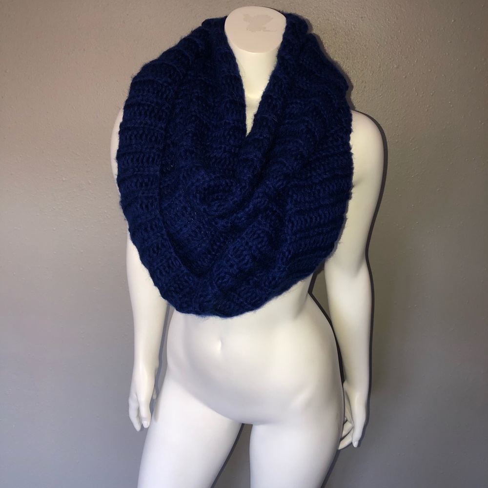 Blue Knit Infinity Scarf